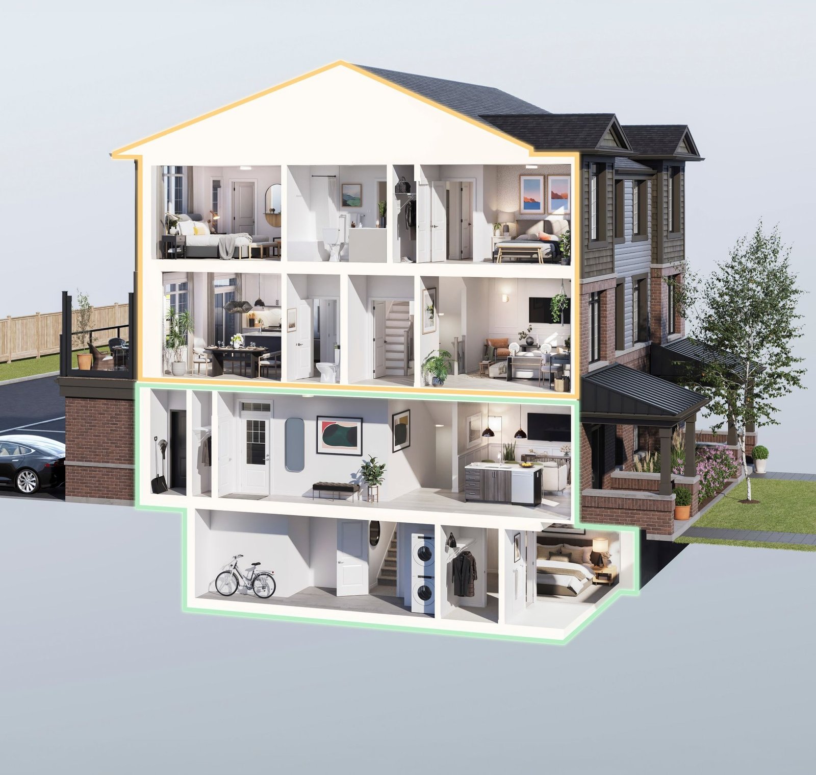 Creekview Collective Rear Lane townhome 3D floor plan in Milton.